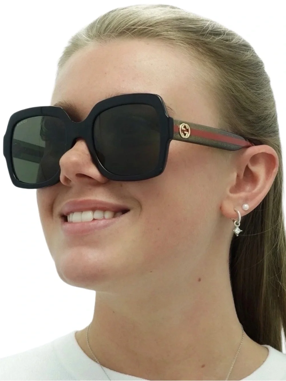 Gucci Sunglasses GG0036SN Brown Lenses Green Red Interlocking G’s Frames NWOT - Picture 8 of 10